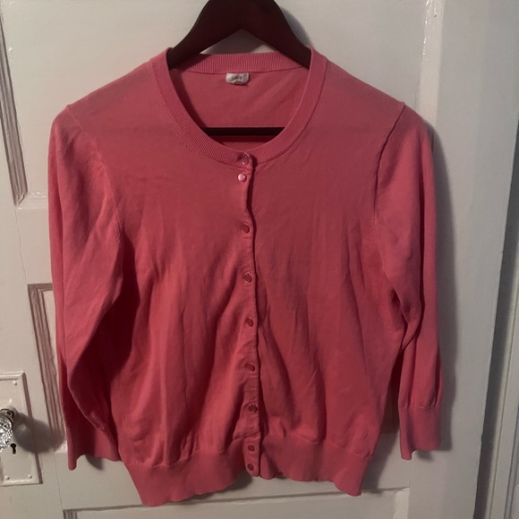 J. Crew Coral button down cardigan size large - Picture 1 of 3